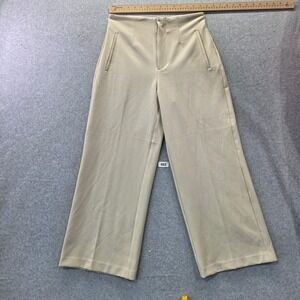 Zara Womens Beige High Waisted Wide Leg Trousers Tan Dress Pants Size Medium